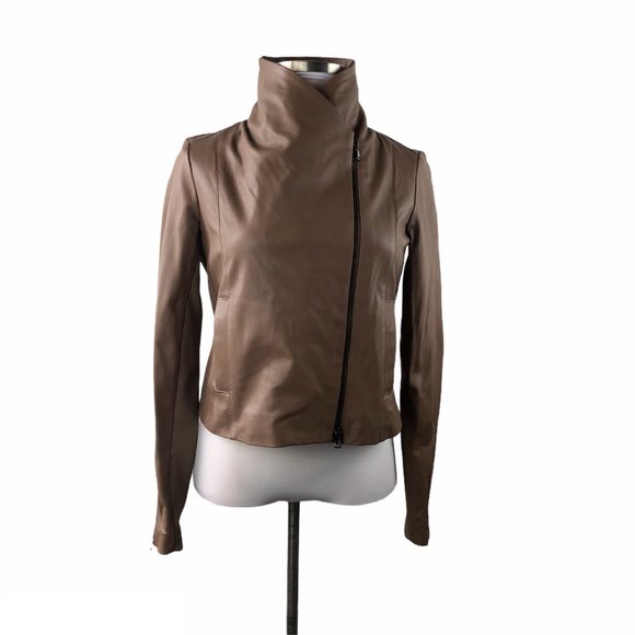 Anthropologie Dolan Moto Leather Jacket Brown - Picture 3 of 10